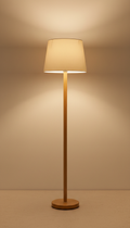 Honeyed oak floor lamp