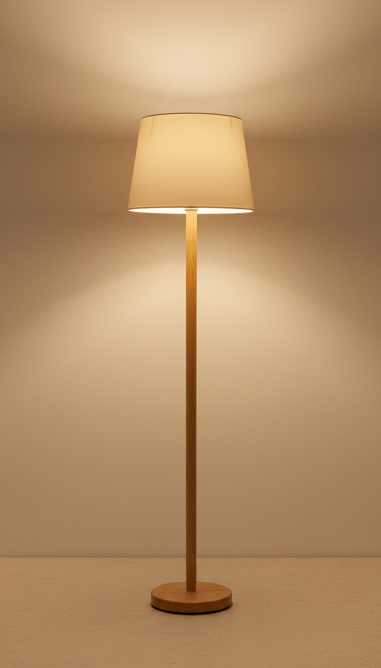 Honeyed oak floor lamp