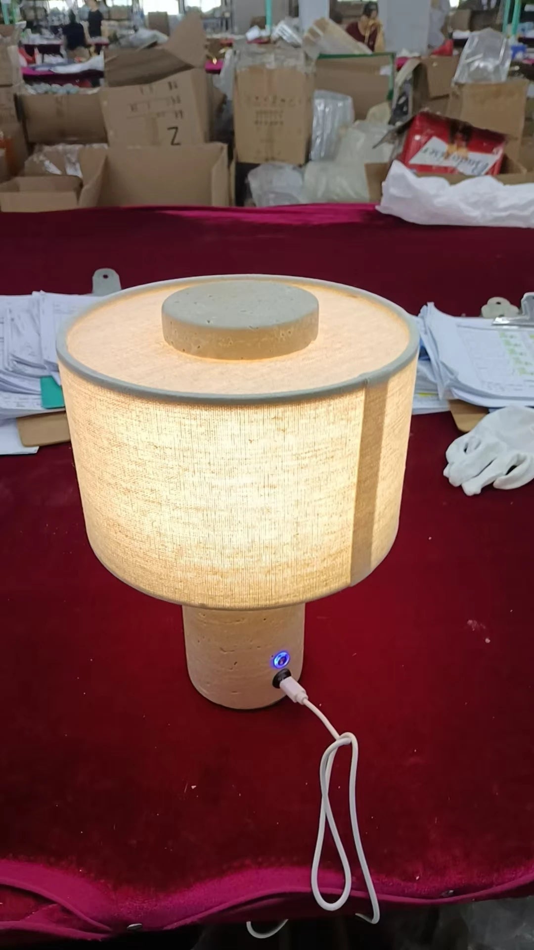 Retro Luxury Beside Lamp Natural Marble Table Lamp Fabric Lampshade Yellow Stone Desk Lamp Living Room Bedroom Home Decor