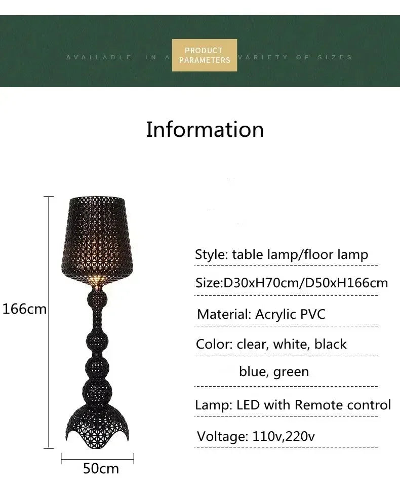 Italian Kartell Living Room Floor Lamp Designer, Artistic Decoration, Hollowed Out Internet Famous Ornament, Ins Style Bedroom L