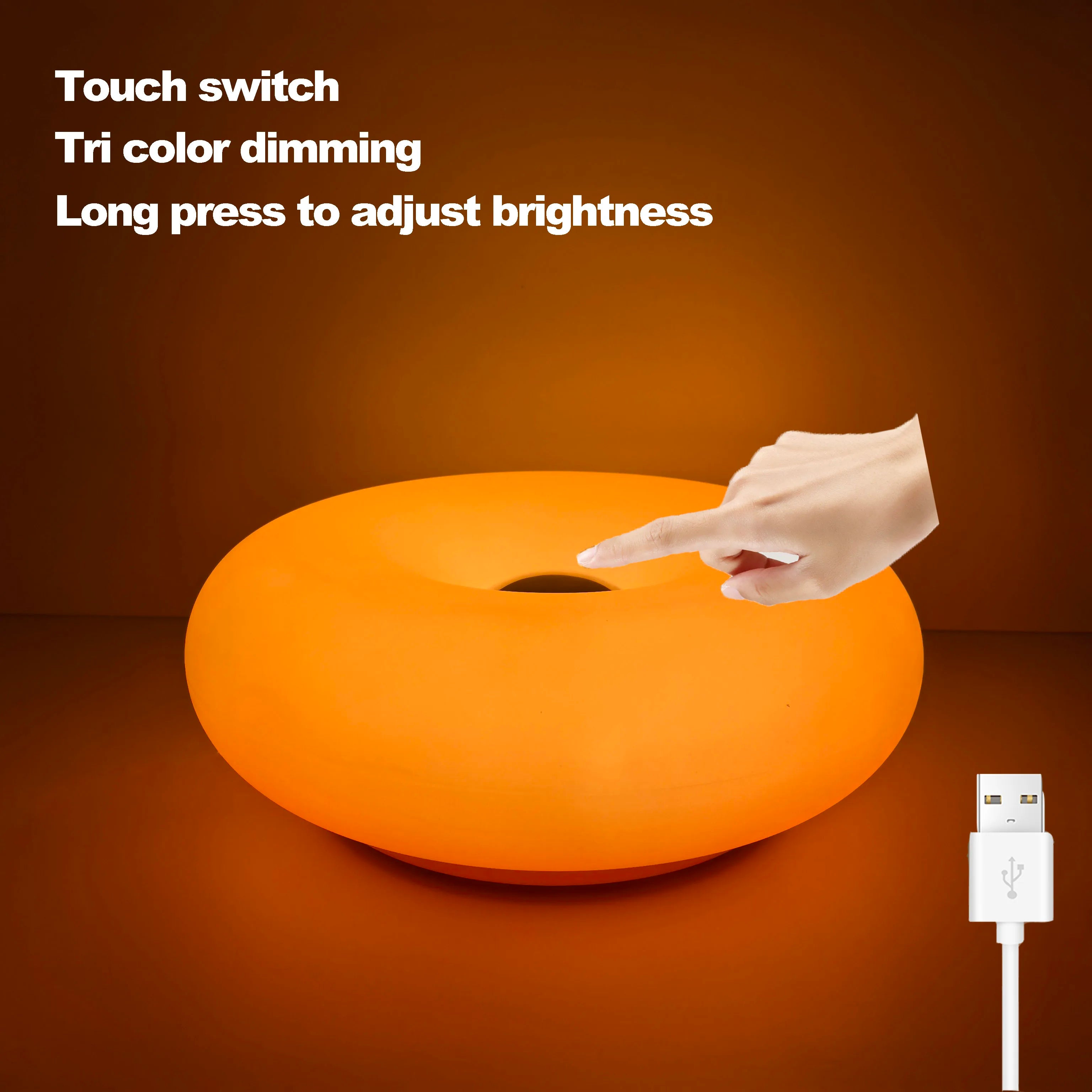 Bauhaus Table Lamp USB Plug Bedroom Bedside Lamp Living Room Dining Room Decoration Donut Ambient Light