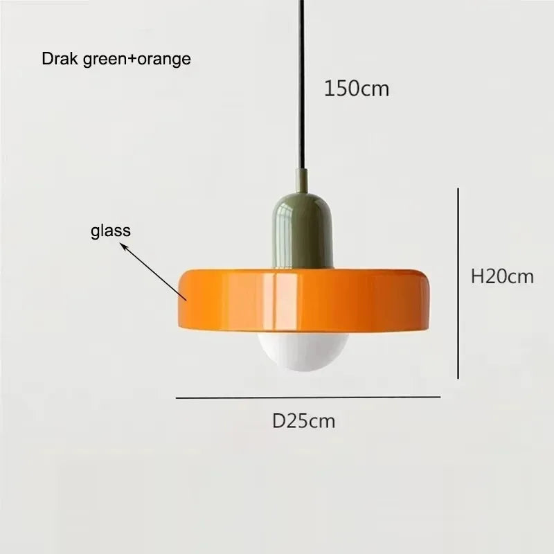 Nordic Retro E27 Colorful Ceiling Chandelier Orange Glass Pendant Lamp for Home Decor Dining Room Cafe Bar Counter Lighting