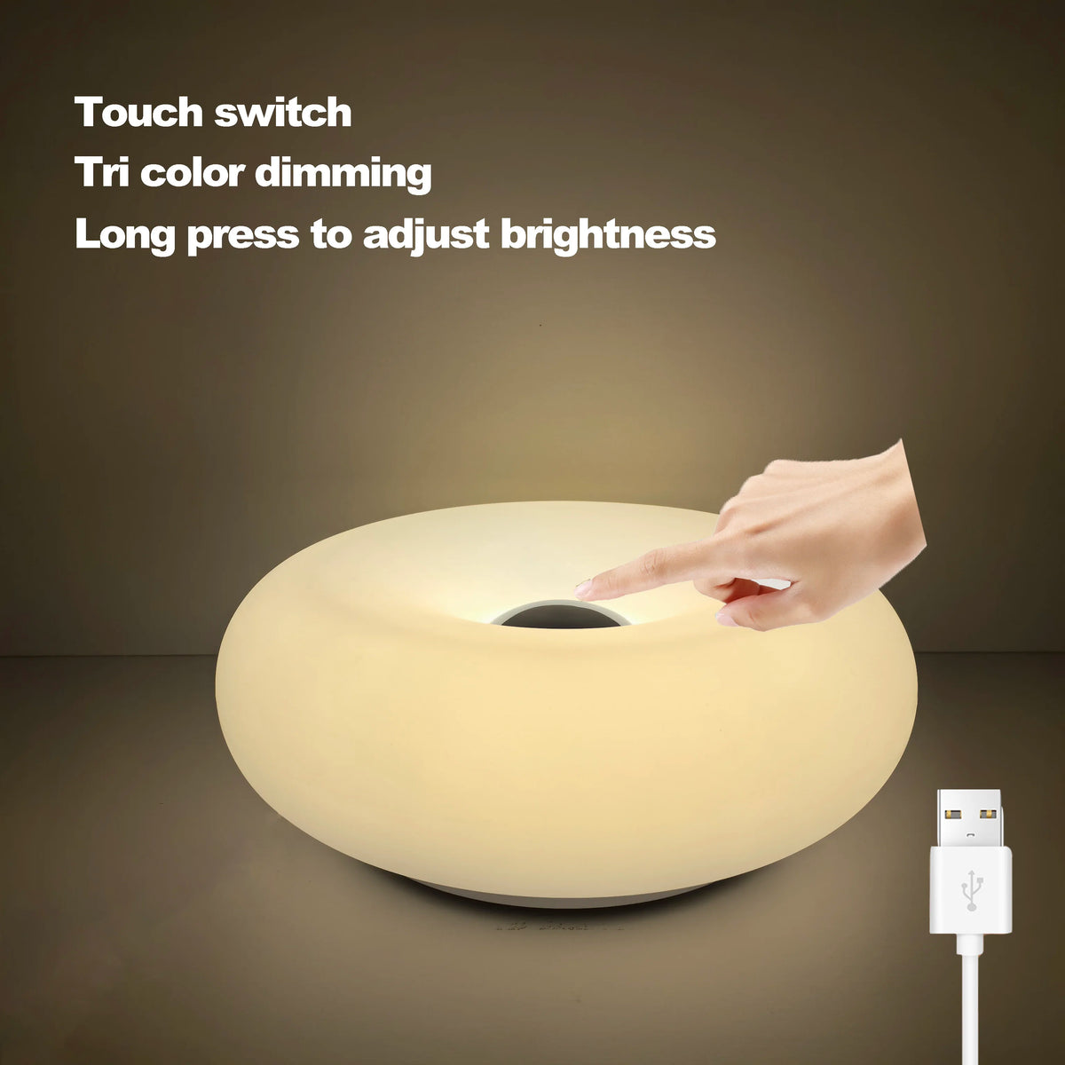 Bauhaus Table Lamp USB Plug Bedroom Bedside Lamp Living Room Dining Room Decoration Donut Ambient Light