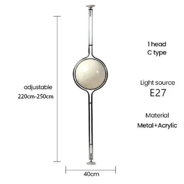 Garrault Delord LED Floor Lamp Chrome Metal White Acrylic Ball Bedside Standing Light Living Room Hotel Sofa Home Decoration