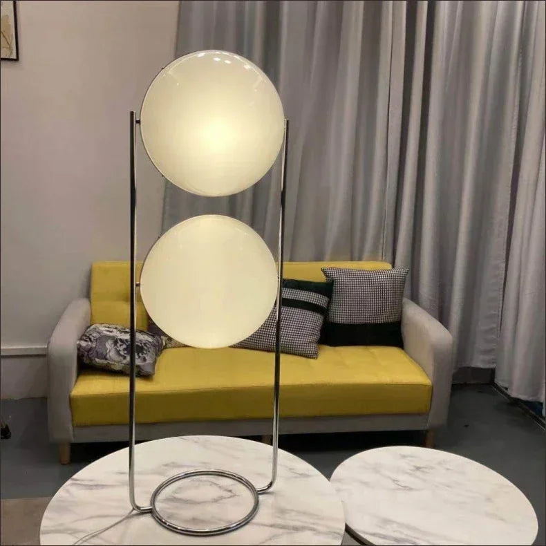 Garrault Delord LED Floor Lamp Chrome Metal White Acrylic Ball Bedside Standing Light Living Room Hotel Sofa Home Decoration