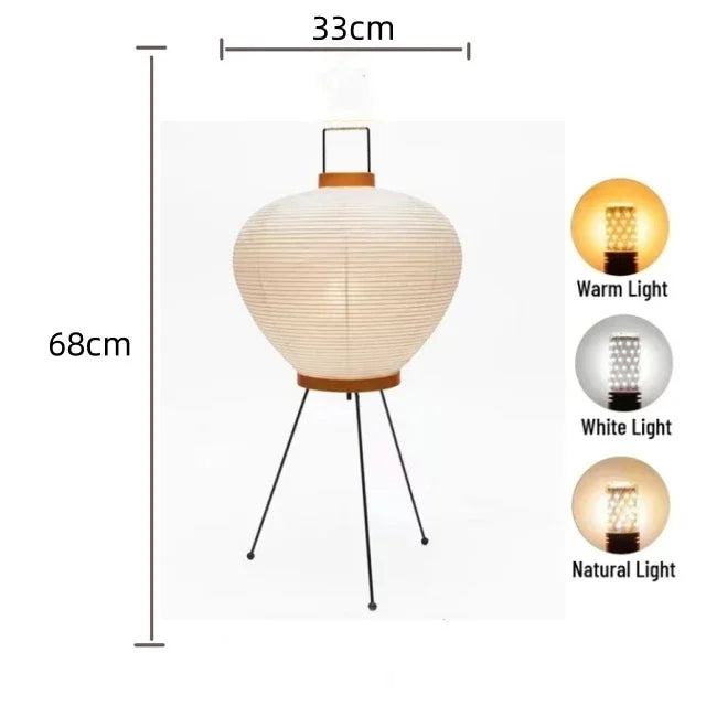 Japanese Noguchi Akari Rice Paper Floor Lamp Wabi Sabi Vintage Standing Light for Living Room Bedroom Home Decor Bedside E27