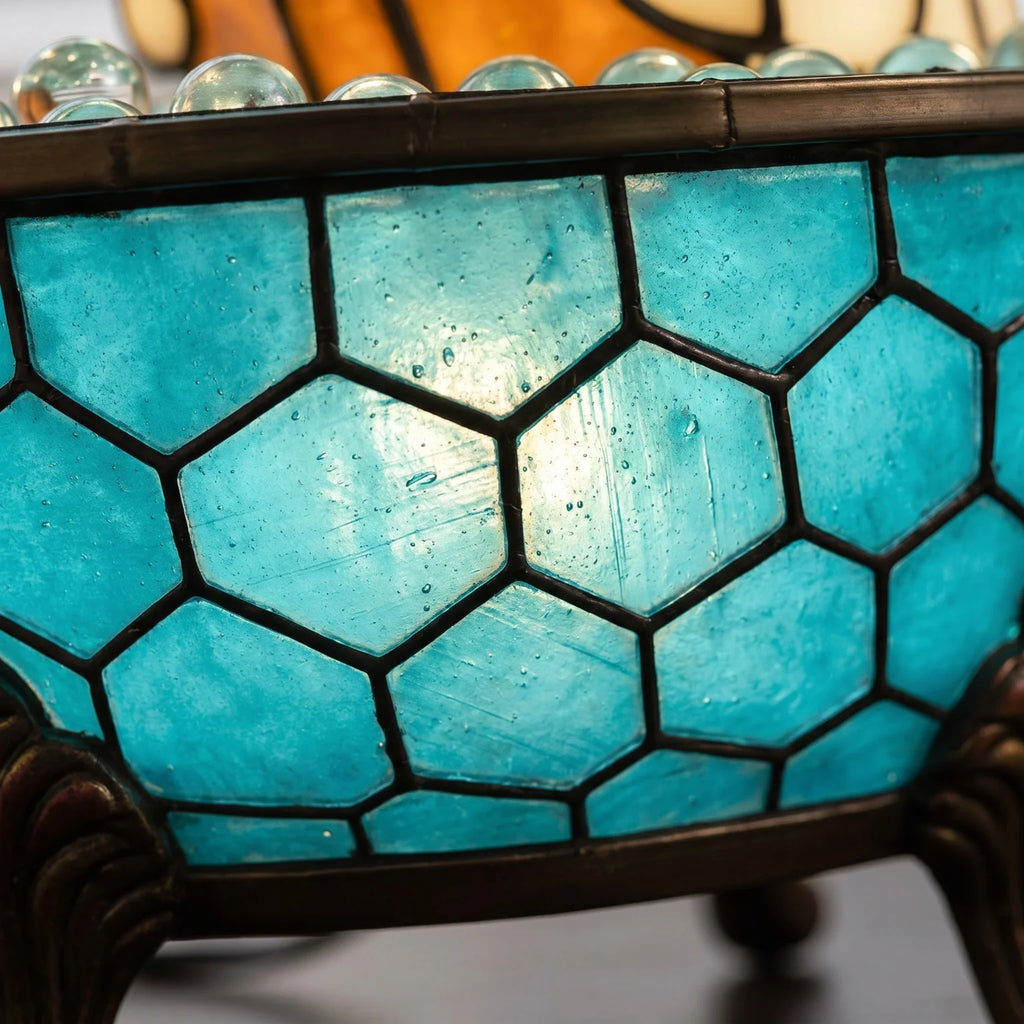 Halloween Ghost Bathtub Reading Book Table Lamp Tiffany Stained Glass Night Light Cute Spooky Ghost in Bubble Bowl Decor Lamp for Bedroom Living Room Holiday Home Decor Gift