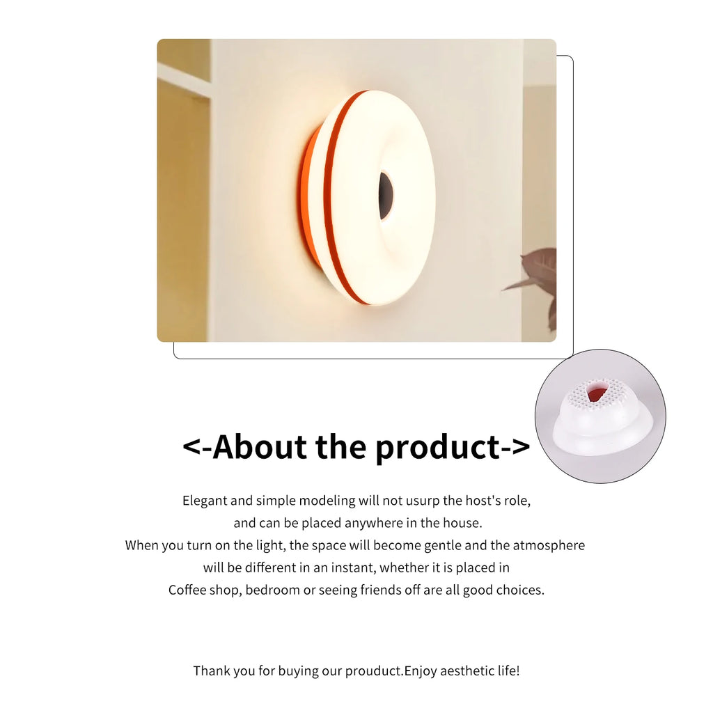 Bauhaus Table Lamp USB Plug Bedroom Bedside Lamp Living Room Dining Room Decoration Donut Ambient Light