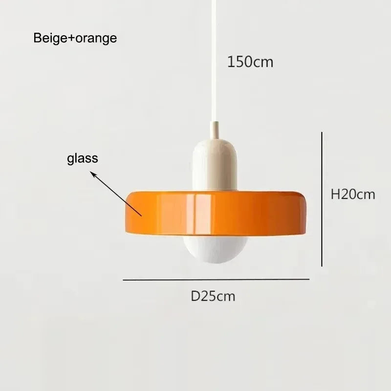 Nordic Retro E27 Colorful Ceiling Chandelier Orange Glass Pendant Lamp for Home Decor Dining Room Cafe Bar Counter Lighting