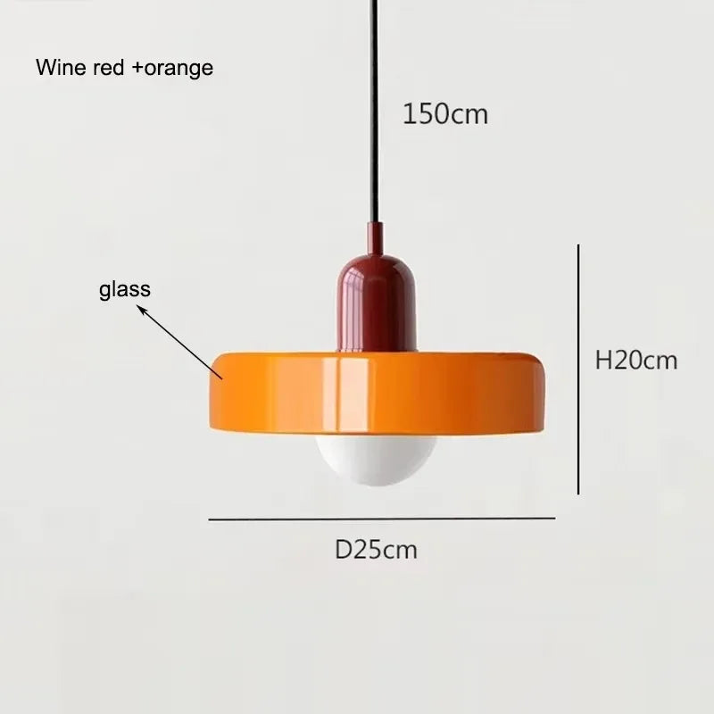 Nordic Retro E27 Colorful Ceiling Chandelier Orange Glass Pendant Lamp for Home Decor Dining Room Cafe Bar Counter Lighting