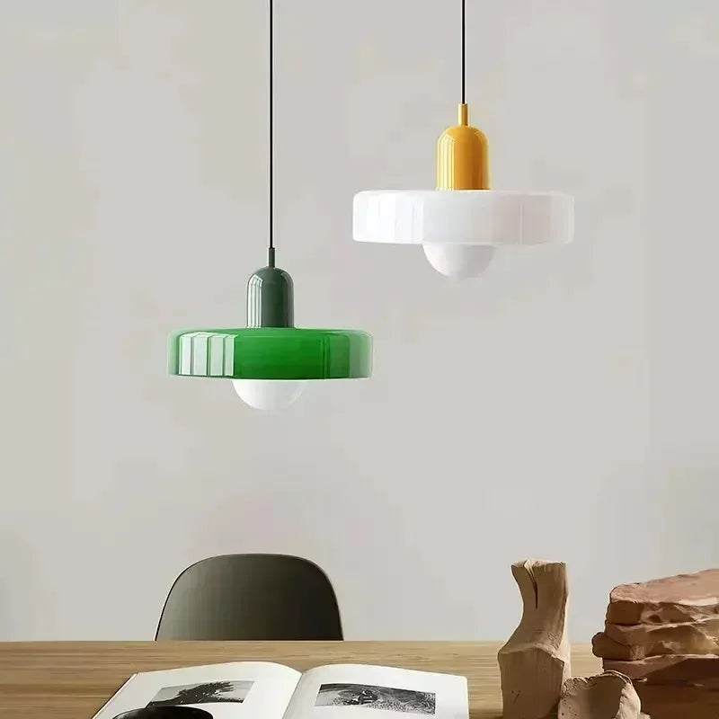 Nordic Retro E27 Colorful Ceiling Chandelier Orange Glass Pendant Lamp for Home Decor Dining Room Cafe Bar Counter Lighting