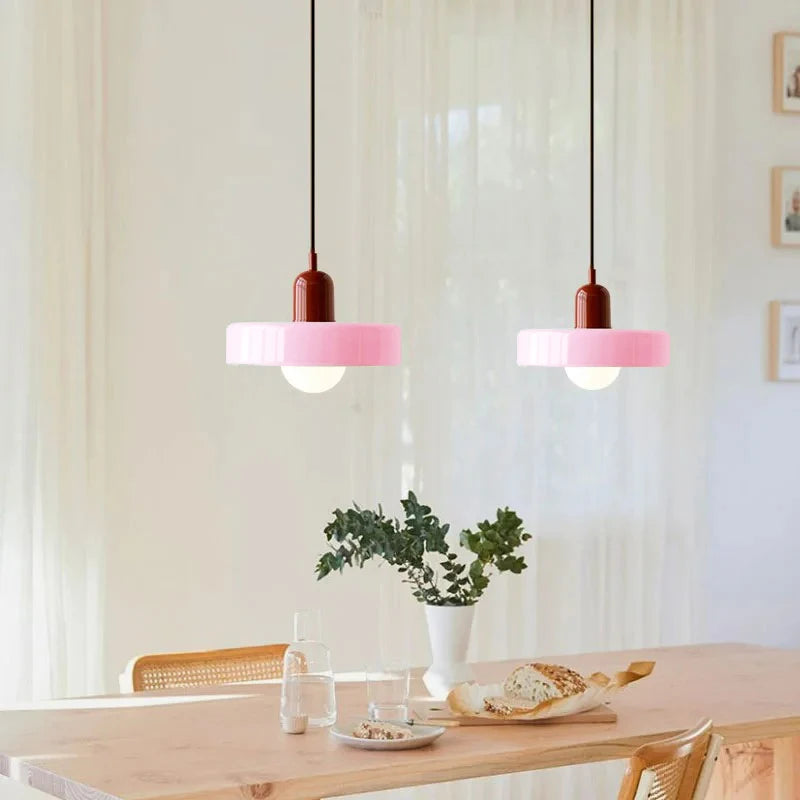 Nordic Retro E27 Colorful Ceiling Chandelier Orange Glass Pendant Lamp for Home Decor Dining Room Cafe Bar Counter Lighting