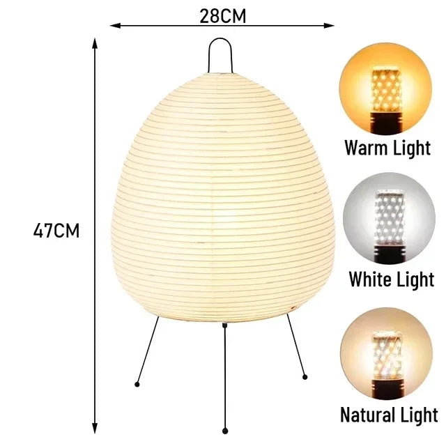 Japanese Noguchi Akari Rice Paper Floor Lamp Wabi Sabi Vintage Standing Light for Living Room Bedroom Home Decor Bedside E27