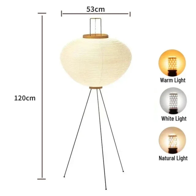 Japanese Noguchi Akari Rice Paper Floor Lamp Wabi Sabi Vintage Standing Light for Living Room Bedroom Home Decor Bedside E27