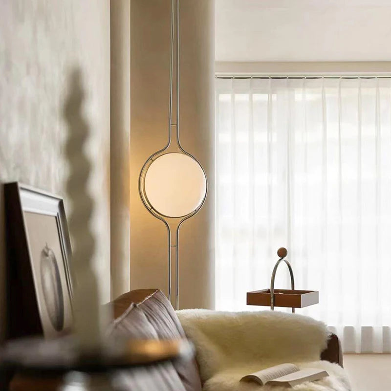 Garrault Delord LED Floor Lamp Chrome Metal White Acrylic Ball Bedside Standing Light Living Room Hotel Sofa Home Decoration