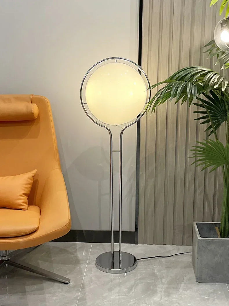Garrault Delord LED Floor Lamp Chrome Metal White Acrylic Ball Bedside Standing Light Living Room Hotel Sofa Home Decoration