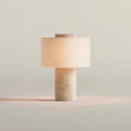 Retro Luxury Beside Lamp Natural Marble Table Lamp Fabric Lampshade Yellow Stone Desk Lamp Living Room Bedroom Home Decor