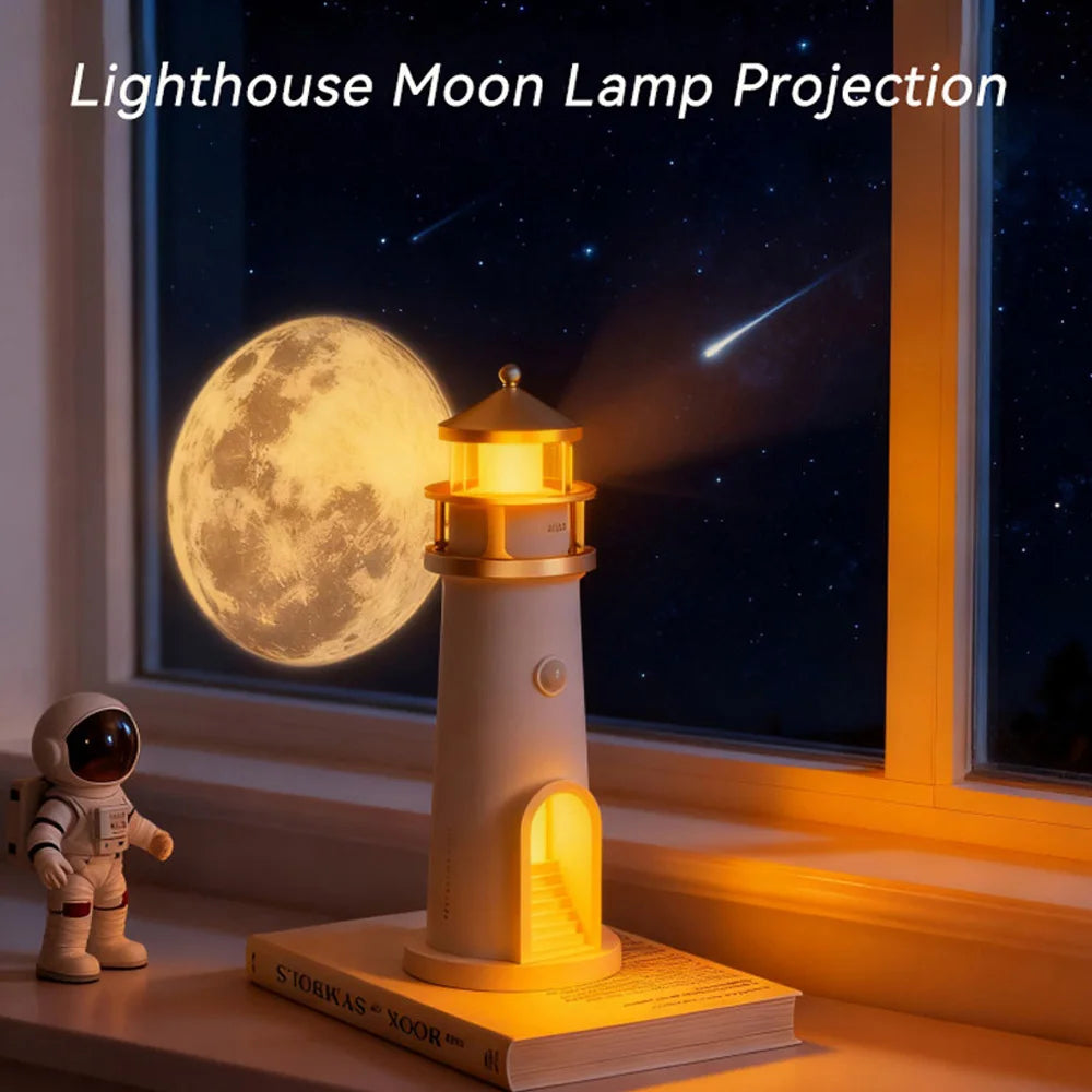 Moon Lamp Projection Lighthouse Lamps Night Light Remote Control Bluetooth Music Motion Sensor Ambient Lights Xmas Birthday Gift
