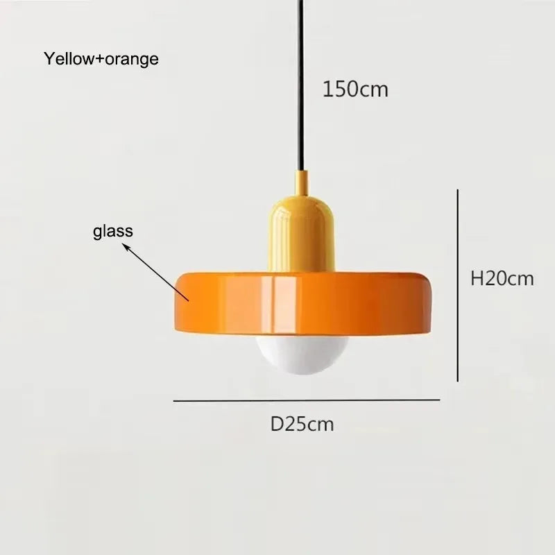 Nordic Retro E27 Colorful Ceiling Chandelier Orange Glass Pendant Lamp for Home Decor Dining Room Cafe Bar Counter Lighting