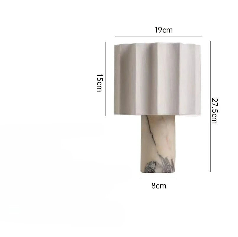 Retro Luxury Beside Lamp Natural Marble Table Lamp Fabric Lampshade Yellow Stone Desk Lamp Living Room Bedroom Home Decor