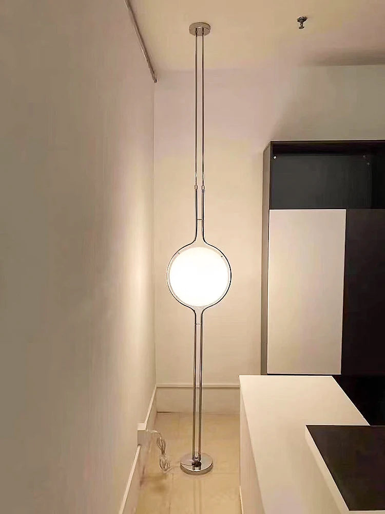 Garrault Delord LED Floor Lamp Chrome Metal White Acrylic Ball Bedside Standing Light Living Room Hotel Sofa Home Decoration