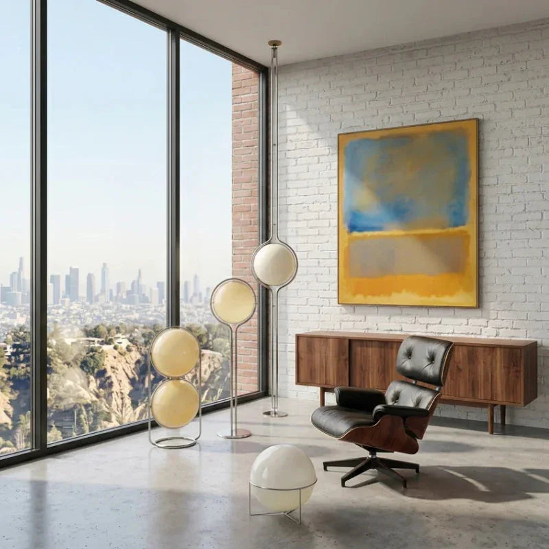 Garrault Delord LED Floor Lamp Chrome Metal White Acrylic Ball Bedside Standing Light Living Room Hotel Sofa Home Decoration