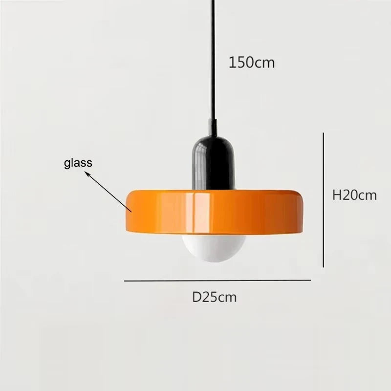 Nordic Retro E27 Colorful Ceiling Chandelier Orange Glass Pendant Lamp for Home Decor Dining Room Cafe Bar Counter Lighting