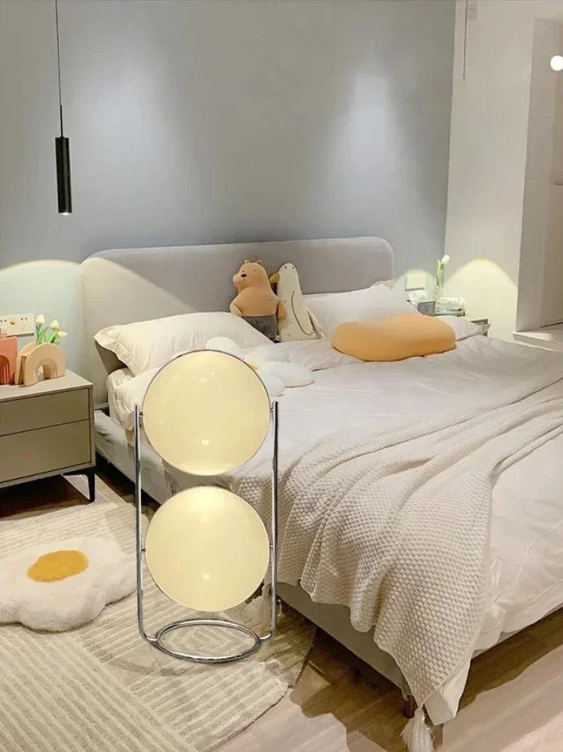 Garrault Delord LED Floor Lamp Chrome Metal White Acrylic Ball Bedside Standing Light Living Room Hotel Sofa Home Decoration